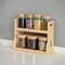 Basicwise Minimalist Two-Tier Bamboo Lazy Susan Turntable with 8 Pcs 12 oz Airtight Lid Glass Jars, Versatile Spice Rack Organizer, Perfect for Kitchen Countertops, Dining Tables, and Pantry Cabinets